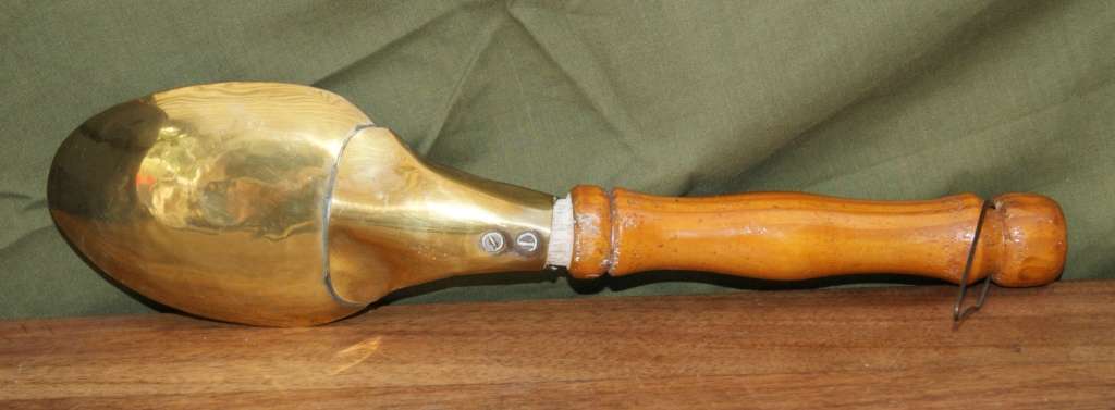 Set of 3 Brass and Wood Kitchen Utensils with Copper Rivets