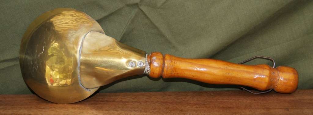 Set of 3 Brass and Wood Kitchen Utensils with Copper Rivets