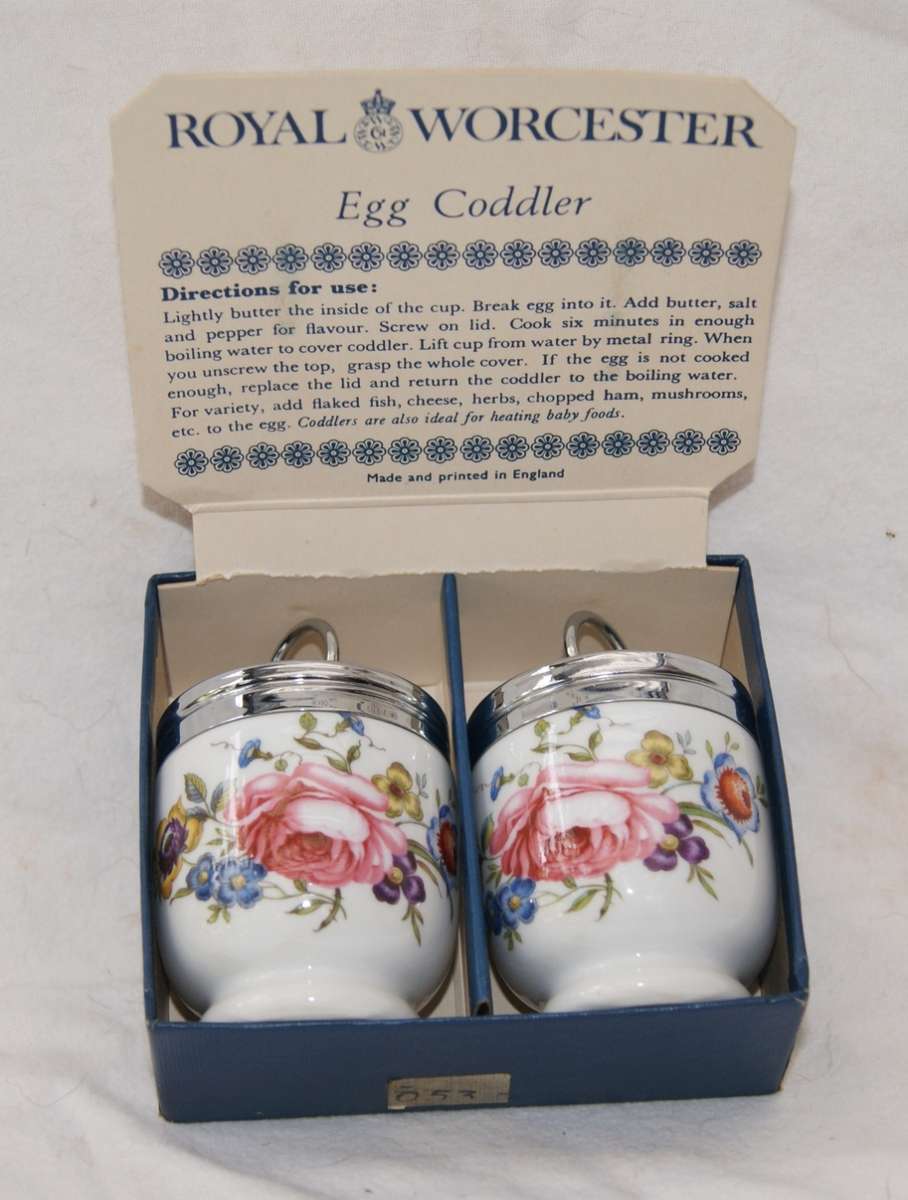 Vintage in Box Pair of Royal Worcester Egg Coddlers