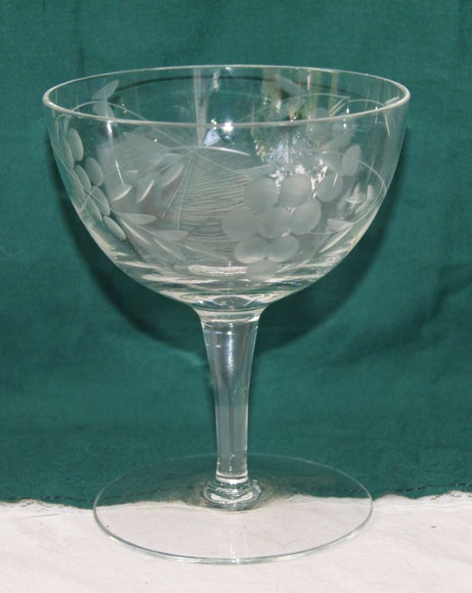 Grape Pattern Coupe Glass (3 available, bid per glass)