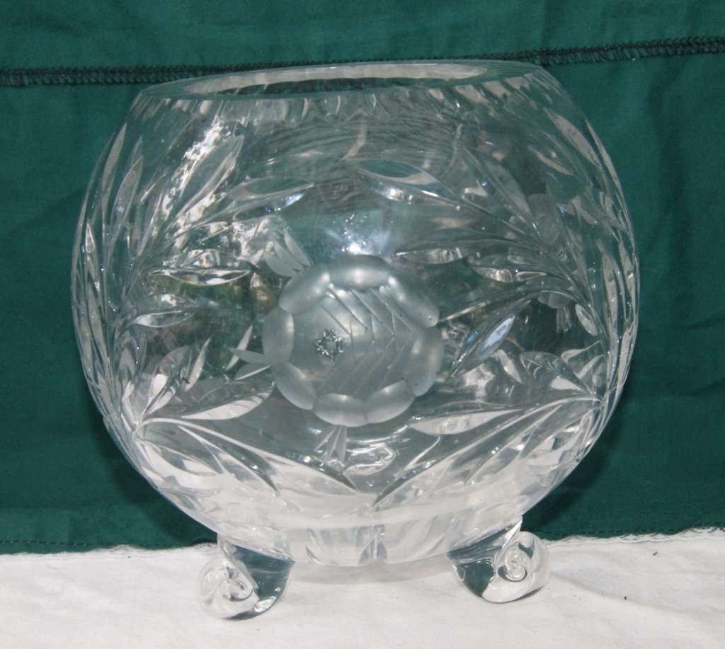 Rose Cut Crystal Spherical Vase