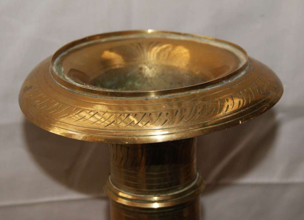 Large Brass Hand Etched Vase