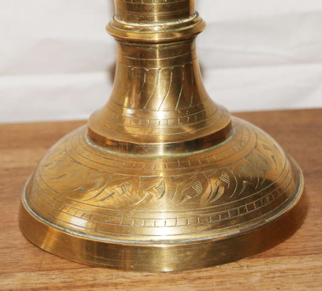 Large Brass Hand Etched Vase