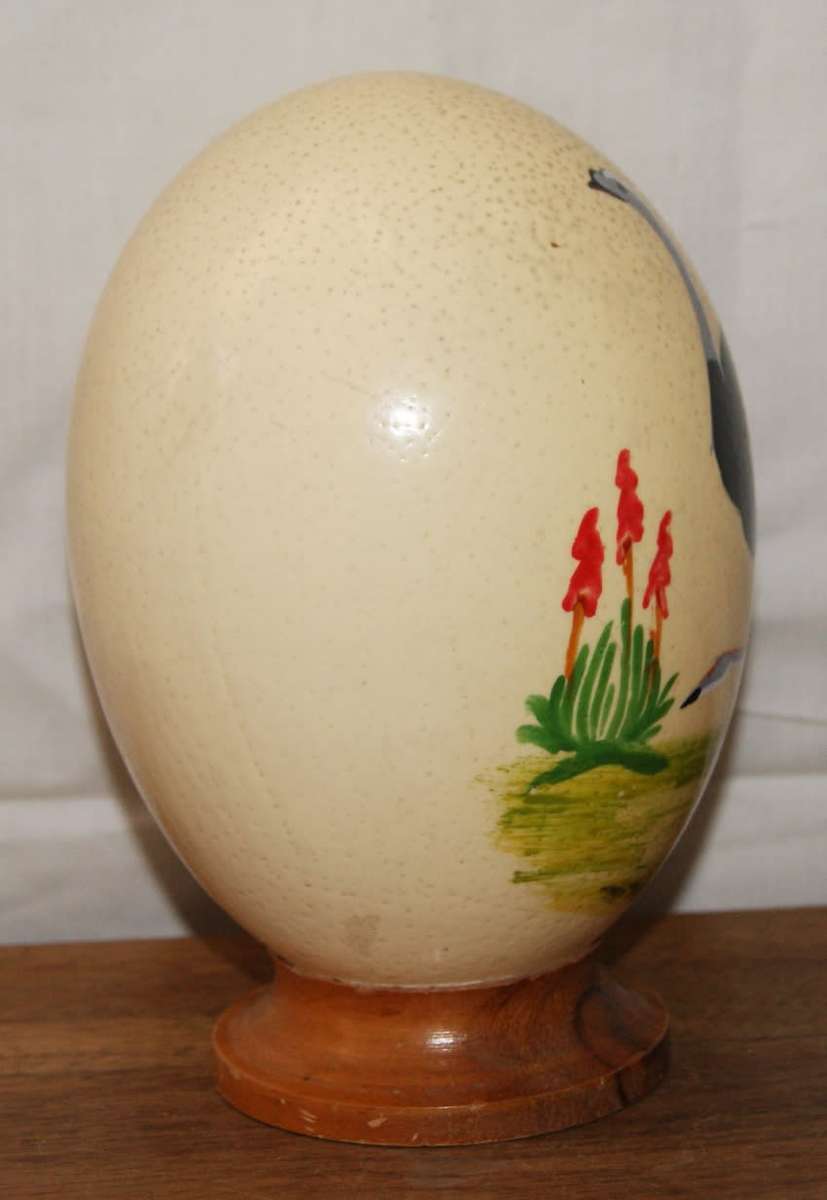 Hand Painted Ostrich Egg on Stand