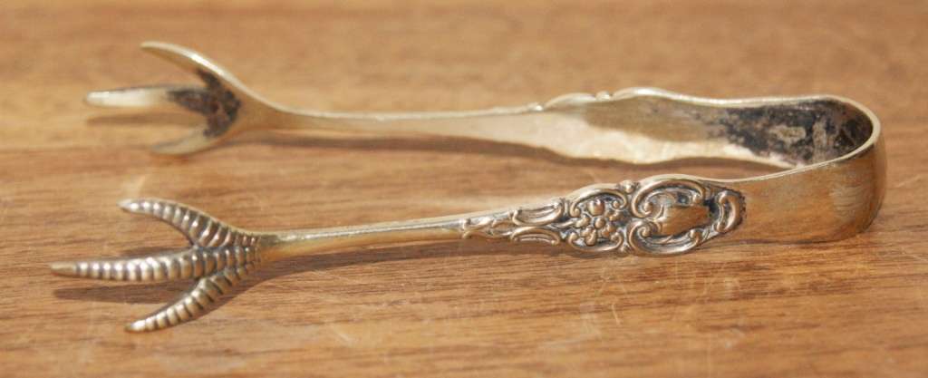 Vintage Silver Plated Claw Tongs