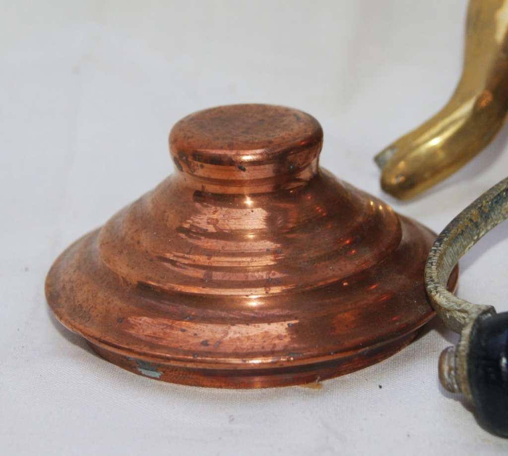 Antique Hand Beaten Copper Kettle with Wooden Handle