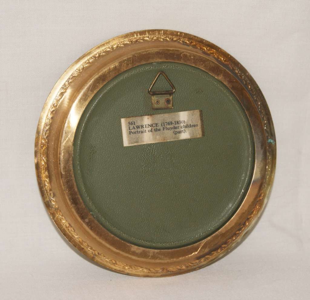 Brass Framed Silk Picture `Lawrence - Portrait of the Fluyder Children`