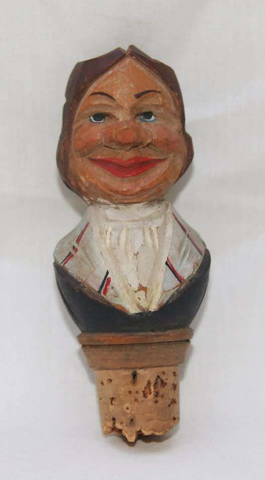 Vintage ANRI Carved Bottle Stopper Cork