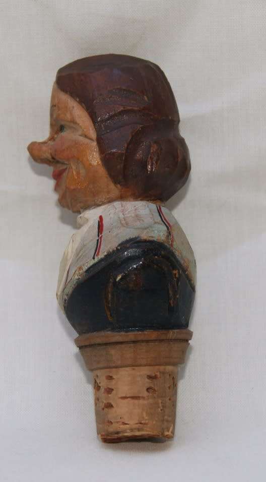 Vintage ANRI Carved Bottle Stopper Cork