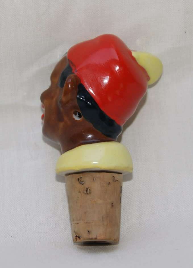 Vintage German Porcelain Cork Figural Bottle Stopper/ Pourer