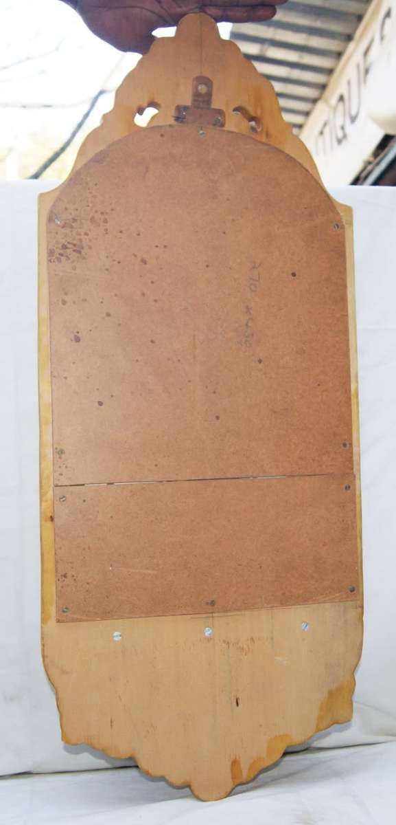 Vintage Hand Carved Yellow Wood Mirror