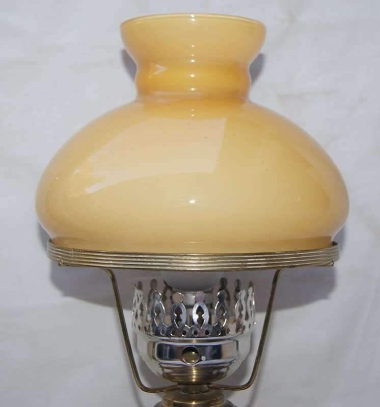 Vintage Brass Lamp with Glass Shade