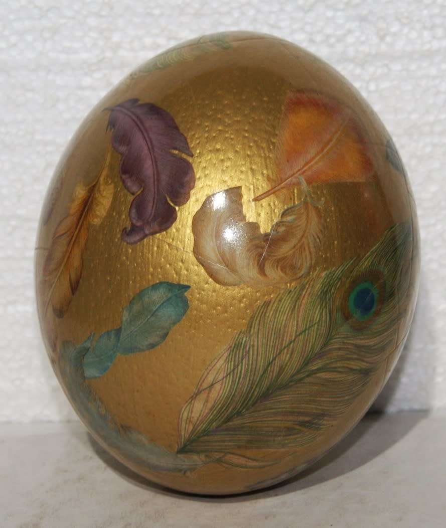 Hand Painted and Decorated Ostrich Egg @@@ CCRRAAZZYY LOW R1 START