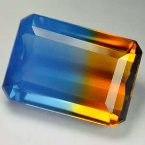 21.55ct BI-COLOR ORANGE BLUE OCTATGON AMETRINE
