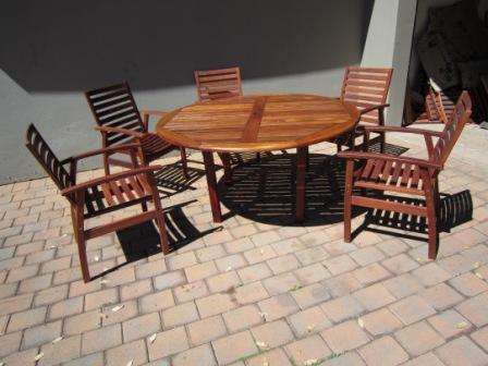 Outdoor round table and six chairs : Delivery PWV (Gauteng and Pretoria) Only