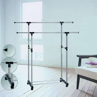 Double Adjustable Garment Rack Easy to Assemble