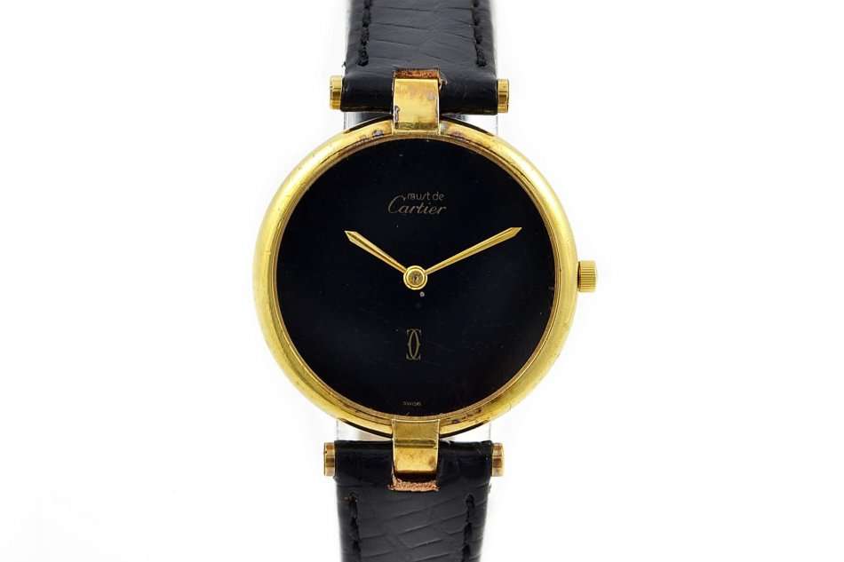 Vintage Must De Cartier Argent 925 Gold Plated Quartz Midsize Watch 1503