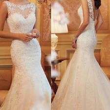Stunning Sheer Lace Open Back Wedding Dress