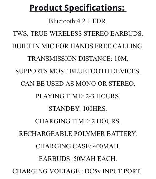 Polaroid True Wireless Stereo Earbuds