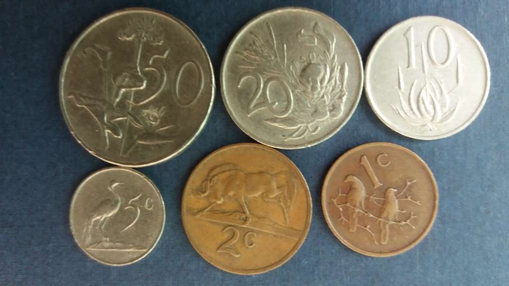 South Africa 1971 Coin Set includes 50c, 20c, 10c, 5c, 2c & 1c * All circulated coins*