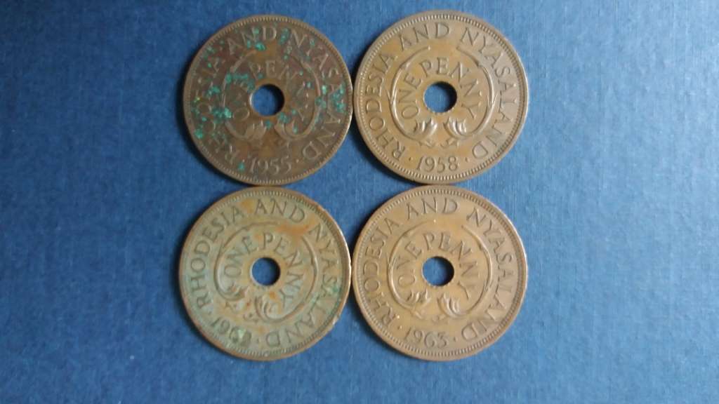Southern Rhodesia 1955, 1958, 1962 & 1963  1 Penny * Elizabeth 2nd x 4 Coins*