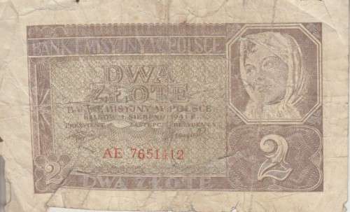 WORLD WAR 2 - POLAND 2 ZLOTE 1941 P100 VG