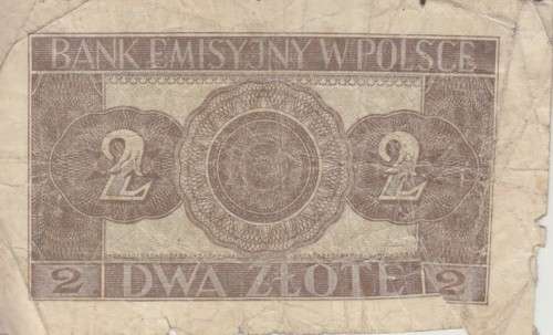 WORLD WAR 2 - POLAND 2 ZLOTE 1941 P100 VG