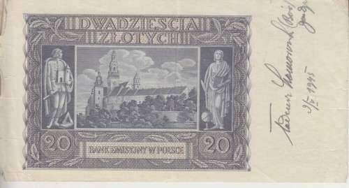 WORLD WAR 2 - POLAND 20 ZLOTYCH 1940 P95 F