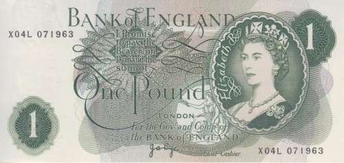 GREAT BRITAIN - BANK OF ENGLAND £1 1970 P374 - QUEEN ELIZABETH II