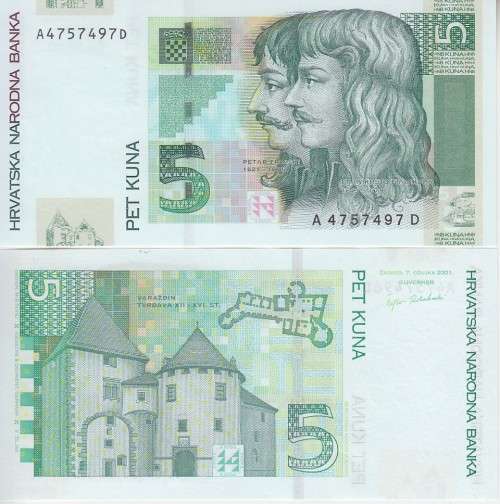 CROATIA 5 KUNA 2001 P37 UNC.