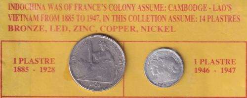 OLD COINS COLLECTION IN FOLDER - INDOCHINA - ANNAM - VIETNAM - WRITTEN UP - SEE 11 SCANS