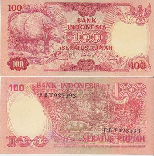 INDONESIA 100 RUPIAH 1977 P116 UNC