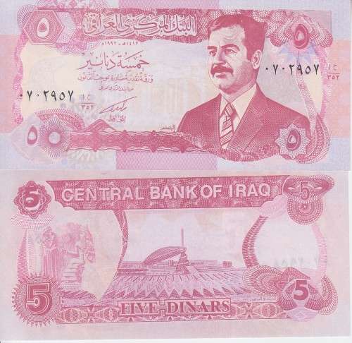 IRAQ 5 DINARS SADDAM HUSSEIN P80 UNC