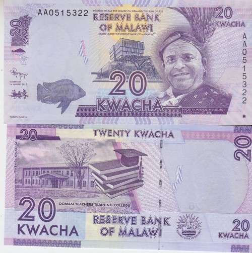 MALAWI 20 KWACHA 2012 P63 UNC