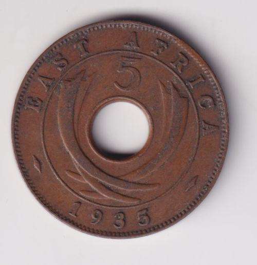EAST AFRICA - 5 Cents - George V 1935 Bronze KM#18
