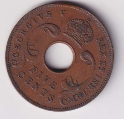 EAST AFRICA - 5 Cents - George V 1935 Bronze KM#18