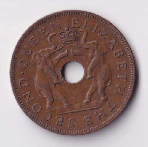 RHODESIA & NYASALAND - 1 Penny - Elizabeth II 1958 Bronze KM#2