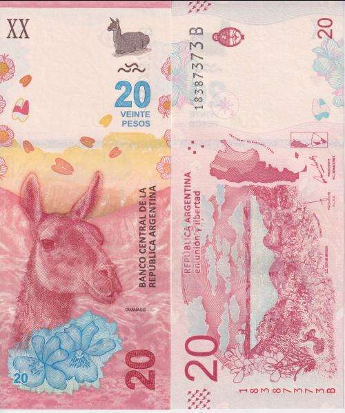 Argentina 20 Pesos 2017 ND, P-361a.1, UNC
