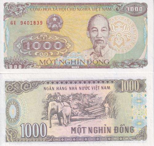 VIETNAM 1000 DONG 1988 P106a UNC