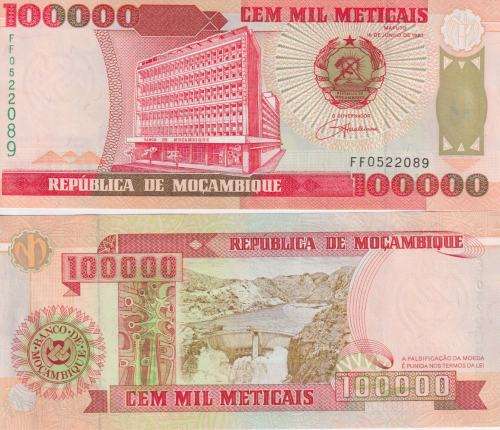 Mozambique 100000 Meticais 1993 P 139 UNC