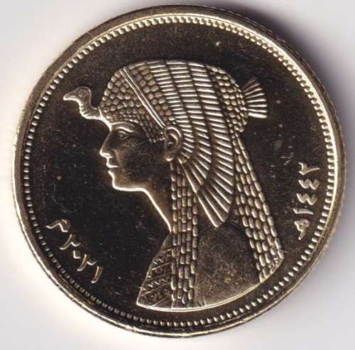 EGYPT 50 Piastres Coin, 2007-2021 (AH1428-1442), KM #942.2, Mint, Cleopatra