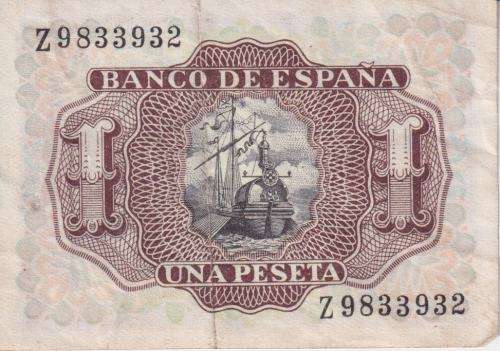 SPAIN 1 PESETA 1953 P144 VF