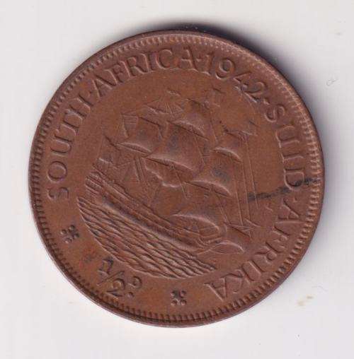 UNION OF SOUTH AFRICA - ½ Penny - George VI 1942 Bronze KM#24