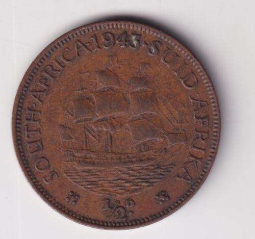 UNION OF SOUTH AFRICA - ½ Penny - George VI 1951 Bronze KM#33.2