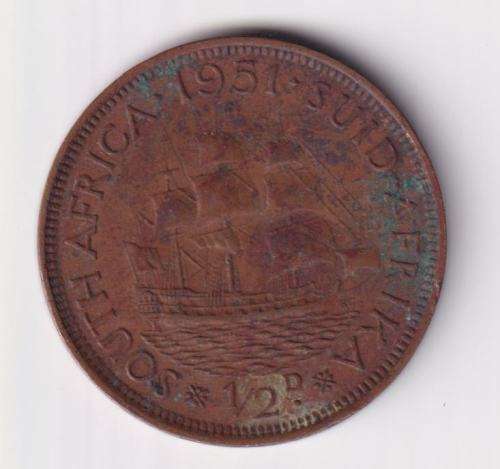 UNION OF SOUTH AFRICA - ½ Penny - George VI 1951 Bronze KM#33.2