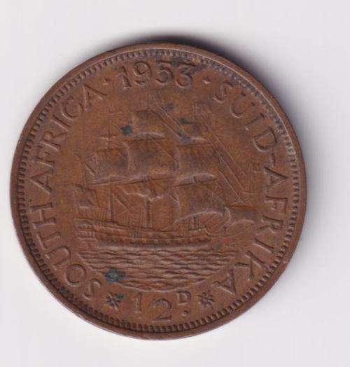 UNION OF SOUTH AFRICA - ½ Penny - ELIZABETH II 1953 Bronze KM#45