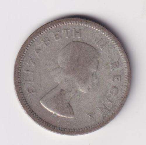 UNION OF SOUTH AFRICA - 1 Shilling - QUEEN ELIZABETH II  1954  SILVER KM#49