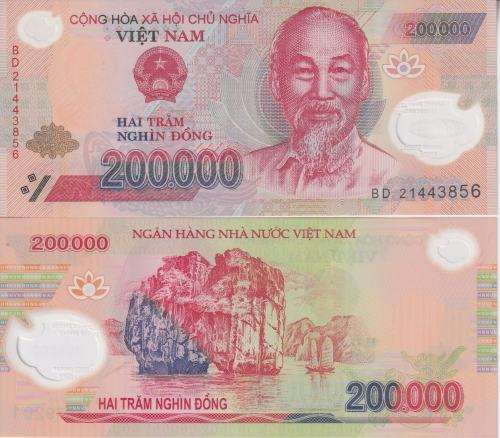 Vietnam 200,000 Dong  2021 P 123 Polymer UNC