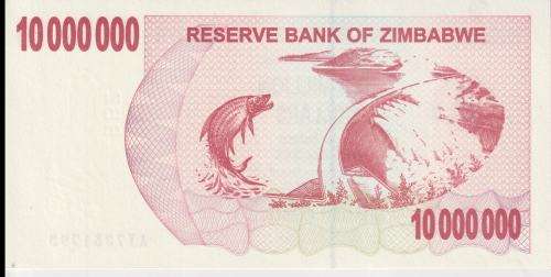 Zimbabwe 10 Million Dollars 2008 P 55 UNC