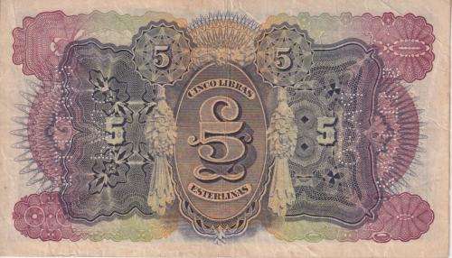 MOZAMBIQUE 5 LIBRAS  15 JAN 1934 R29 PERFINED PAGO 1942  XF